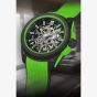 NORQAIN Wild One Skeleton Green Rubber Strap Watch N3000.07Q20.B14.R01