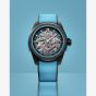 NORQAIN Wild One Skeleton Sky Blue Rubber Strap Watch N3001.07Q02.B02.R01