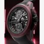 NORQAIN Limited Edition Wild One Skeleton Chrono Burgundy Case Black Rubber Strap Watch N3002.40Q02.B01.R01
