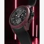 NORQAIN Limited Edition Wild One Skeleton Chrono Burgundy Case Black Rubber Strap Watch N3002.40Q02.B01.R01