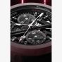 NORQAIN Limited Edition Wild One Skeleton Chrono Burgundy Case Black Rubber Strap Watch N3002.40Q02.B01.R01