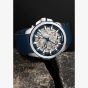 NORQAIN Independence Skeleton Blue Rubber Strap Watch N3000.07S01.A01.R01