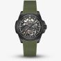 NORQAIN Independence Skeleton Green Rubber Strap Watch N3008.07B01.G01.R01