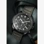 NORQAIN Adventure Chrono Black Dial Khaki Nordura Fabric Strap Watch N1200.19B01.B01.F03