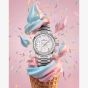 NORQAIN Special Edition Freedom Chrono Enjoy Life Pink "Sprinkles" Silver Bracelet Watch N2201.19S04.K01.S01