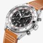 Gallet Mens Flying Officer Black Chronograph Dial Leather Strap Watch AG2301131B1X2