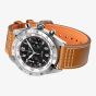 Gallet Mens Flying Officer Black Chronograph Dial Leather Strap Watch AG2301131B1X2