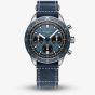 Gallet Mens Multichron Pilot Chronograph Blue Dial Leather Strap Watch AG2303171C1W1