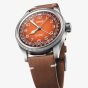  Oris X Mens Cervo Volante Big Crown Pointer Orange Dial Brown Leather Strap Watch 01 754 7785 4068-Set