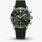 Breitling Mens Superocean Heritage B01 Chronograph 42mm Green Rubber Strap Watch AB0156361L1S1