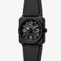 Bell & Ross Mens Skeleton Black Ceramic Watch BR03A-BL-SKCE/SRB