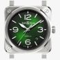 Bell & Ross Mens BR03 Green Steel Black Leather Strap Watch BR03A-GN-ST/SCA