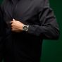Bell & Ross Mens BR03 Green Steel Black Leather Strap Watch BR03A-GN-ST/SCA