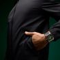 Bell & Ross Mens BR03 Green Steel Black Leather Strap Watch BR03A-GN-ST/SCA