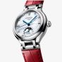 Longines Ladies PrimaLuna Moonphase Red Leather Strap Watch L8.126.4.87.2