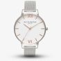 Olivia Burton White Dial Rose Gold And Silver Mesh Bracelet Watch 24000171