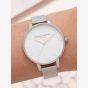 Olivia Burton White Dial Rose Gold And Silver Mesh Bracelet Watch 24000171