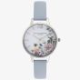 Olivia Burton Enchanted Garden Pastel Blue Leather Strap Watch OB16EG114
