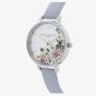 Olivia Burton Enchanted Garden Pastel Blue Leather Strap Watch OB16EG114