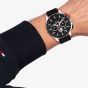 Tommy Hilfiger Mens Bank Skeleton Chronograph Black Leather Strap Watch 1792258