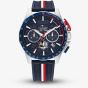 Tommy Hilfiger Mens Bank Chronograph Blue Dial Silicone Strap Watch 1792292