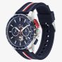 Tommy Hilfiger Mens Bank Chronograph Blue Dial Silicone Strap Watch 1792292