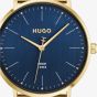 HUGO Mens #Style 3H Golden Blue Dial Mesh Bracelet Watch 1530473