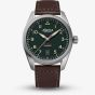 Alpina Mens Startimer Pilot Automatic Khaki Dial Leather Strap Watch AL-525KW4S36