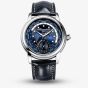 Frederique Constant Mens Classic Worldtimer Blue Leather Strap Watch FC-718NWM4H6