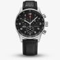 Swiss Military Mens Minimalist Chronograph Black Leather Strap Watch SM34012.05