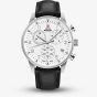 Swiss Military Mens Minimalist Chronograph White Dial Black Leather Strap Watch SM34114.09