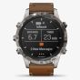 Garmin Mens Marq Adventurer Titanium Brown Leather Strap Watch 010-02006-27 