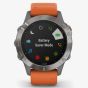 Garmin Unisex Fenix 6 Sapphire Edition Titanium Ember Orange Rubber Strap Watch 010-02158-14 