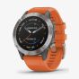 Garmin Unisex Fenix 6 Sapphire Edition Titanium Ember Orange Rubber Strap Watch 010-02158-14 