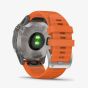 Garmin Unisex Fenix 6 Sapphire Edition Titanium Ember Orange Rubber Strap Watch 010-02158-14 
