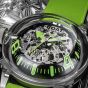U-BOAT Mens U-65 Skeleton Dial Green Rubber Strap Watch U3344