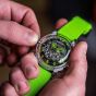 U-BOAT Mens U-65 Skeleton Dial Green Rubber Strap Watch U3344