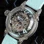 U-BOAT Mens U-65 Skeleton Dial Turquoise Rubber Strap Watch U3345