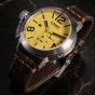 U-BOAT Mens Classico U-46 Yellow Dial Leather Strap Watch U4647