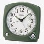 Seiko Retro White Patterned Dial Green Alarm Clock QHP012M