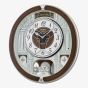 Seiko Melodies In Motion Brown Silver Wall Clock QXM615B