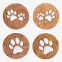 Best Of Breed 4 Piece Mango Wood Paw Prints Coasters BB613