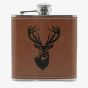 Stainless Steel & Brown Leatherette Deer 6oz Hip Flask HF-07