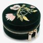 WOLF Zoe Travel Round Forest Green Floral Jewellery Box 393212