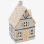 Village Pottery Blue Tudor House Tealight Candle Holder 350100