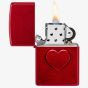 Zippo Red Stamped Heart Design Lighter 46588