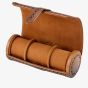 WOLF Brogue Triple Burnished Brown Watch Roll 443306