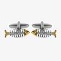 Fish Skeleton Rhodium & Gold Plated Cufflinks 90-1442
