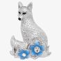 Silver Plated Fox & Blue Forget-Me-Not Brooch 364360