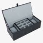 Black Leatherette Cufflink & Watch Box AC-0008